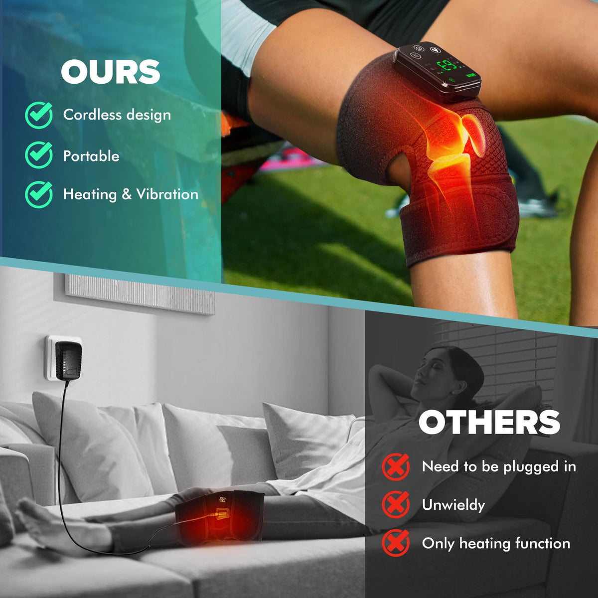 Heated Knee Brace, Cordless Heated Knee Massager Shoulder Support Brace with Massage, Vibration Heating Pads for Knee Shoulder Elbow, Gift for Men Women Birthday Christmas 🍁 All In One Marketplace Canada