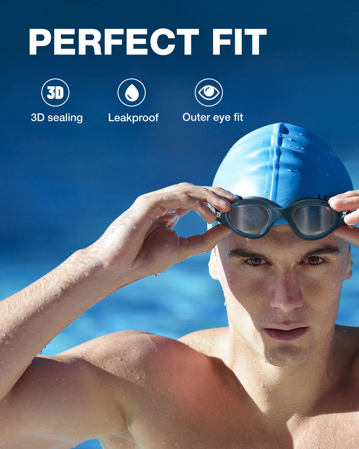 ZIONOR Swimming Goggles G1 Polarized Swim Goggles UV Protection Watertight Anti-Fog Adjustable Strap Comfort fit for Unisex Adult Men and Women-Black Frame Smoke Lens