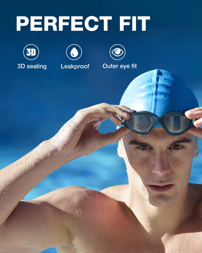 ZIONOR Swimming Goggles G1 Polarized Swim Goggles UV Protection Watertight Anti-Fog Adjustable Strap Comfort fit for Unisex Adult Men and Women-Black Frame Smoke Lens