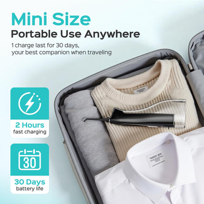 COSLUS Water Teeth Flosser C20 (F5020E): 300ML Cordless Electric Water Tooth Flossing Rechargeable IPX7 Waterproof Portable Travel Flossers Set for Teeth