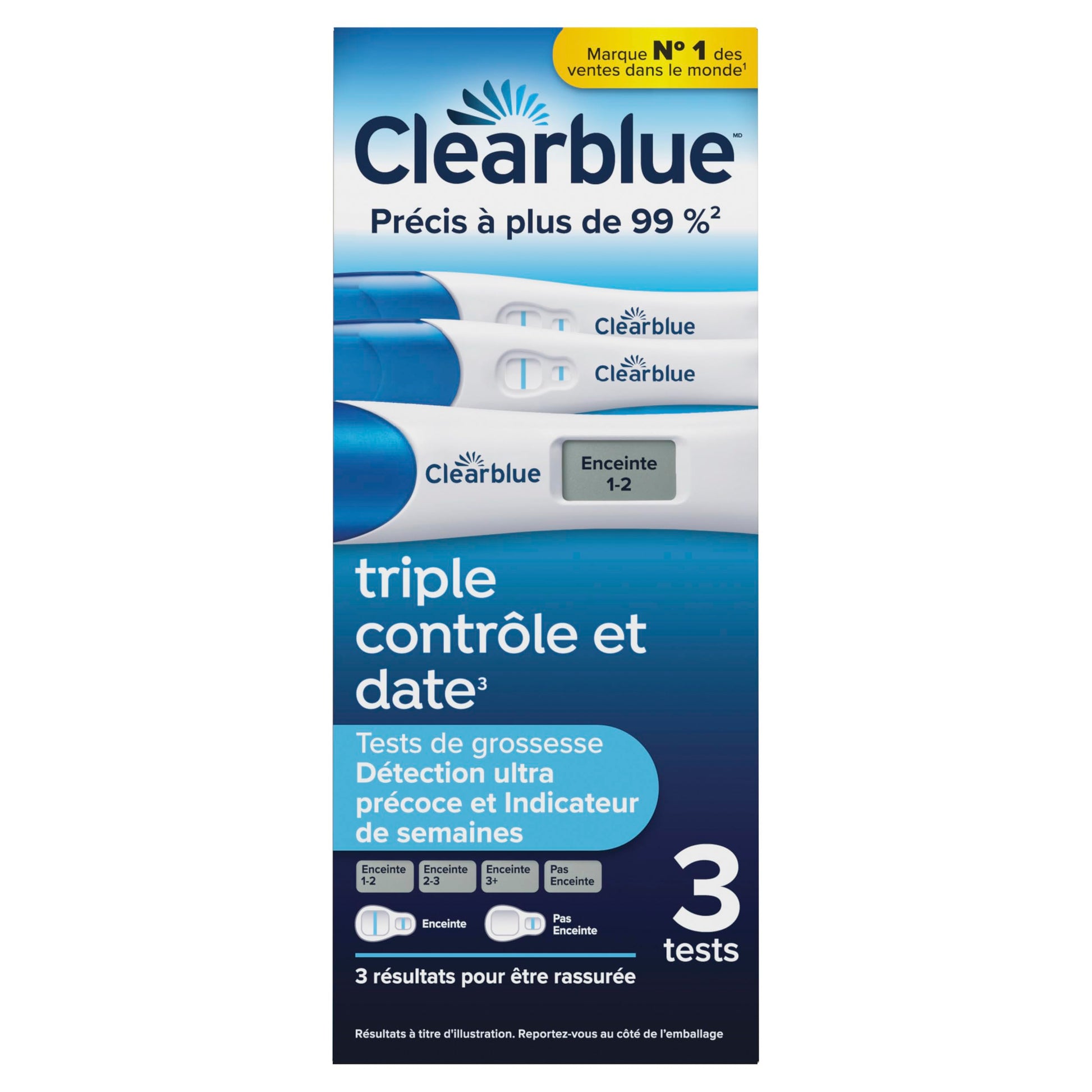 Clearblue Pregnancy Test Triple Check & Date Combo Pack, 3 Tests (1 Digital, 2 Visual) - Available at All In One Marketplace Canada