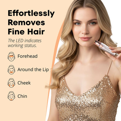 VG VOGCREST Eyebrow Facial Trimmer: 2 in1 Rechargeable Facial Hair Removal and Eyebrow Shaver - Face Lips Body Painless Facial Razor with Built-in LED Light (Rose Gold) - Available at All In One Marketplace Canada