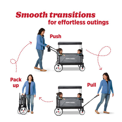 Radio Flyer City Luxe Stroll ‘N Wagon, Grey Push Wagon with Parent Caddy and Internal Storage Pockets, Folding Wagon for 1+ Years (Amazon Exclusive) Radio Flyer