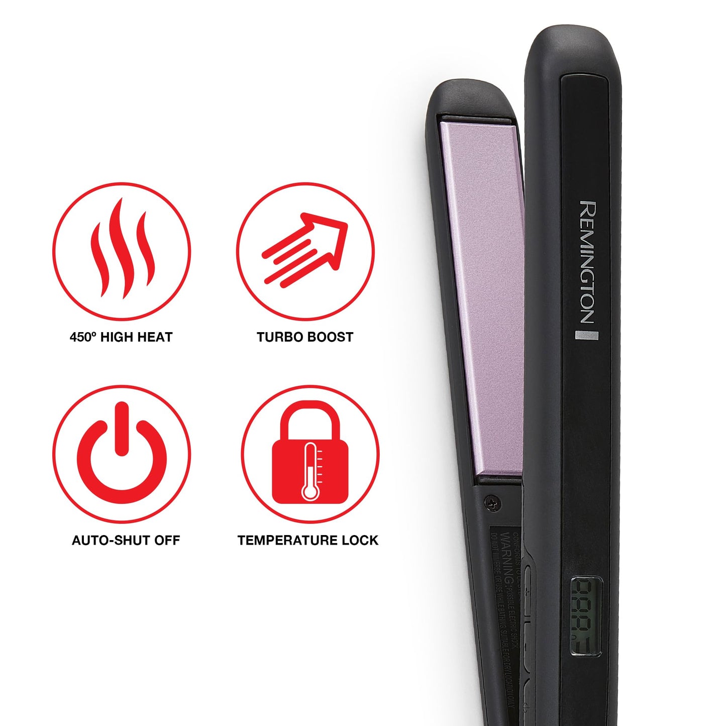 Remington 1" Anti-Static Flat Iron with Floating Ceramic Plates and Digital Controls, Hair Straightener, Purple, S5500 - Available at All In One Marketplace Canada