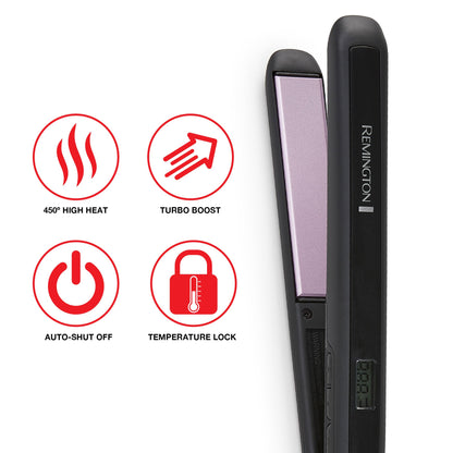 Remington 1" Anti-Static Flat Iron with Floating Ceramic Plates and Digital Controls, Hair Straightener, Purple, S5500 - Available at All In One Marketplace Canada