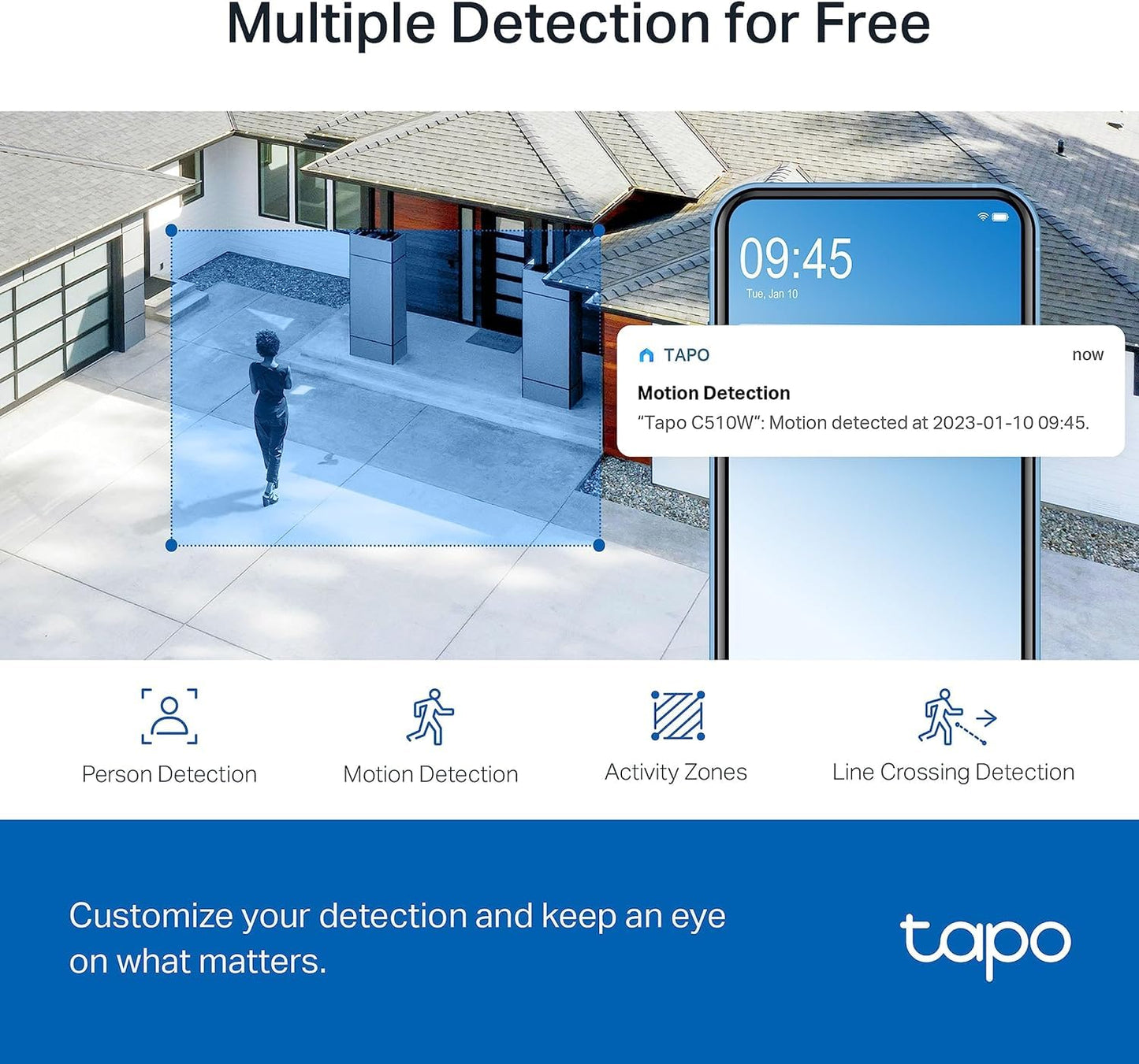 Tapo 2K 3MP QHD Pan/Tilt Outdoor Wired Security Wi-Fi Camera, 360° Visual Coverage, Full-Color Night Vision Up to 98ft, Smart Motion Tracking, Person Detection,Physical Privacy Mode(Tapo C510W)