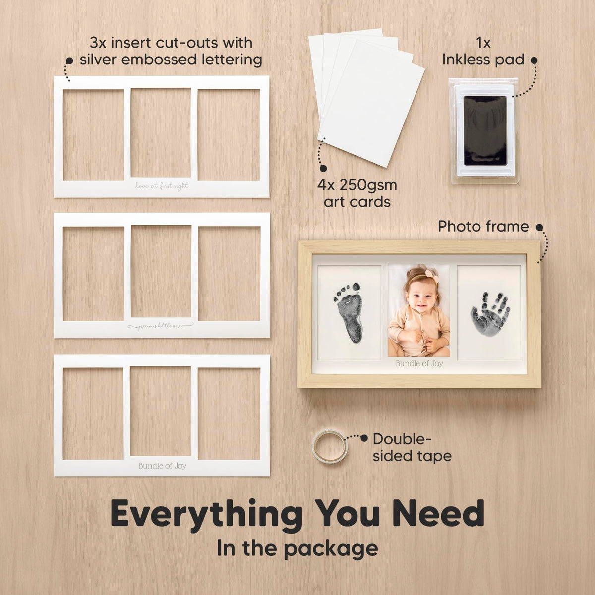 Inkless Hand and Footprint Kit, Boy Girl Newborn Keepsake (Ash Wood) 🍁 All In One Marketplace Canada