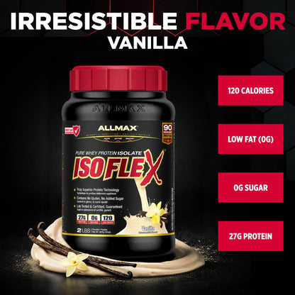 ALLMAX ISOFLEX Whey Protein Isolate, Vanilla, 2 lb ALLMAX