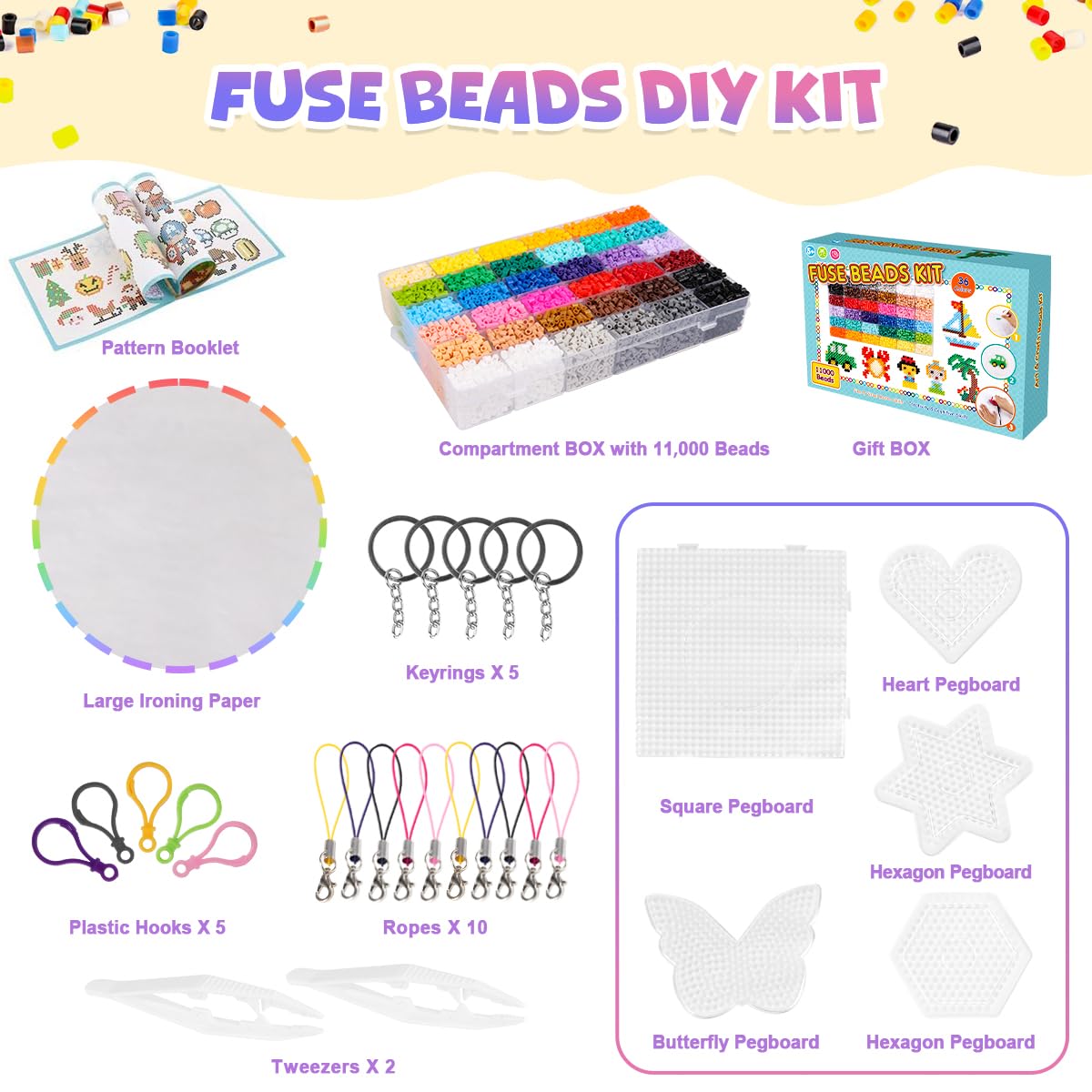 Meland Fuse Beads Kit, 36 Colors 11000 Melting Beads DIY Craft Set for Kids 🍁 All In One Marketplace Canada