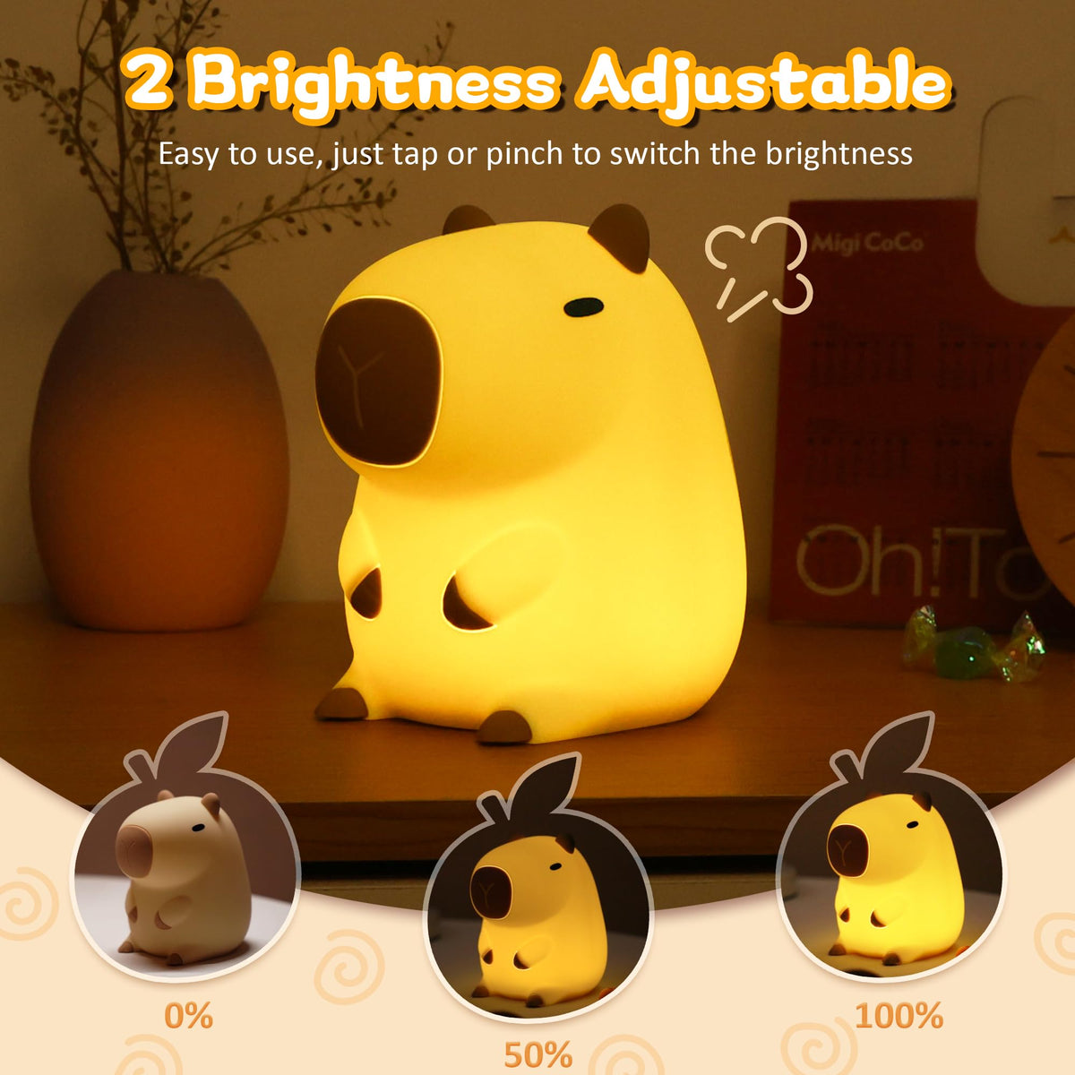 FULLOSUN Capybara Night Light for Kids, Soft Silicone Touch Lamp with Dim 🍁 All In One Marketplace Canada
