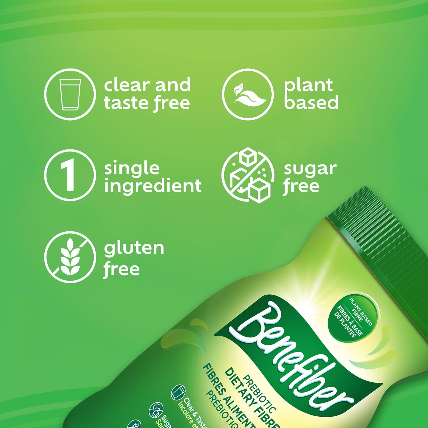 Benefiber Prebiotic Fibre Supplement Powder, Promotes Good Gut Health, Unflavoured & Completely Clear, Dissolves in Drinks & Food, Plant‑Based, Sugar‑Free, Gluten‑Free, Non-GMO, Daily Soluable Fibre Supplement, 125 Servings (500 g) - Available at All In One Marketplace Canada