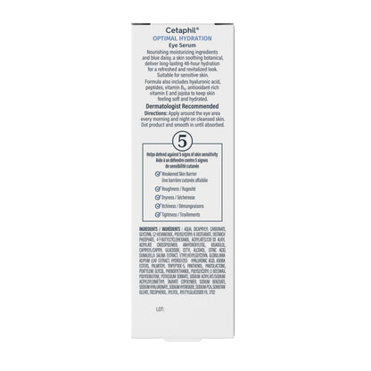 Cetaphil Optimal Hydration Eye Serum, Serum for Face, Wrinkles, Dark Circles & Puffiness, 48Hr Hydration with Hyaluronic Acid, Vitamin E & B5, Dermatologist Recommended, 14g - Available at All In One Marketplace Canada