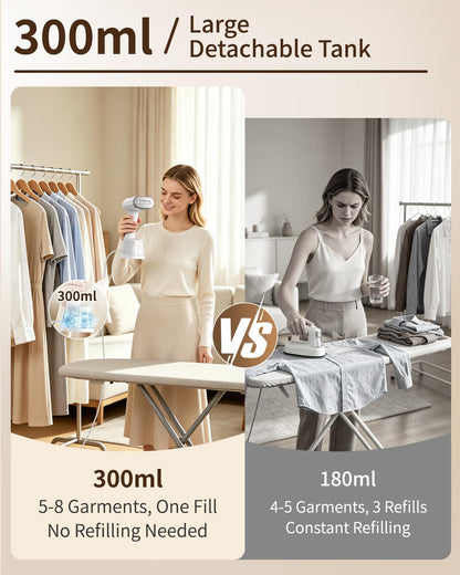 ELORTI Steamer Clothes, 1500W Fast Heating Handheld Portable Travel Steamer