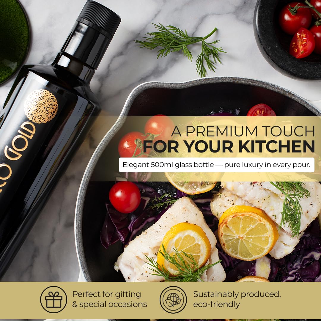 Morocco Gold Early Harvest Extra Virgin Olive Oil – Cold Pressed, 652mg/kg Polyphenols, 500ml