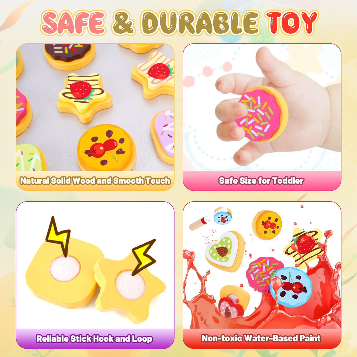 Slice and Bake Wooden Cookie Play Food Set for Kids Kitchen - Toy Food 🍁 All In One Marketplace Canada