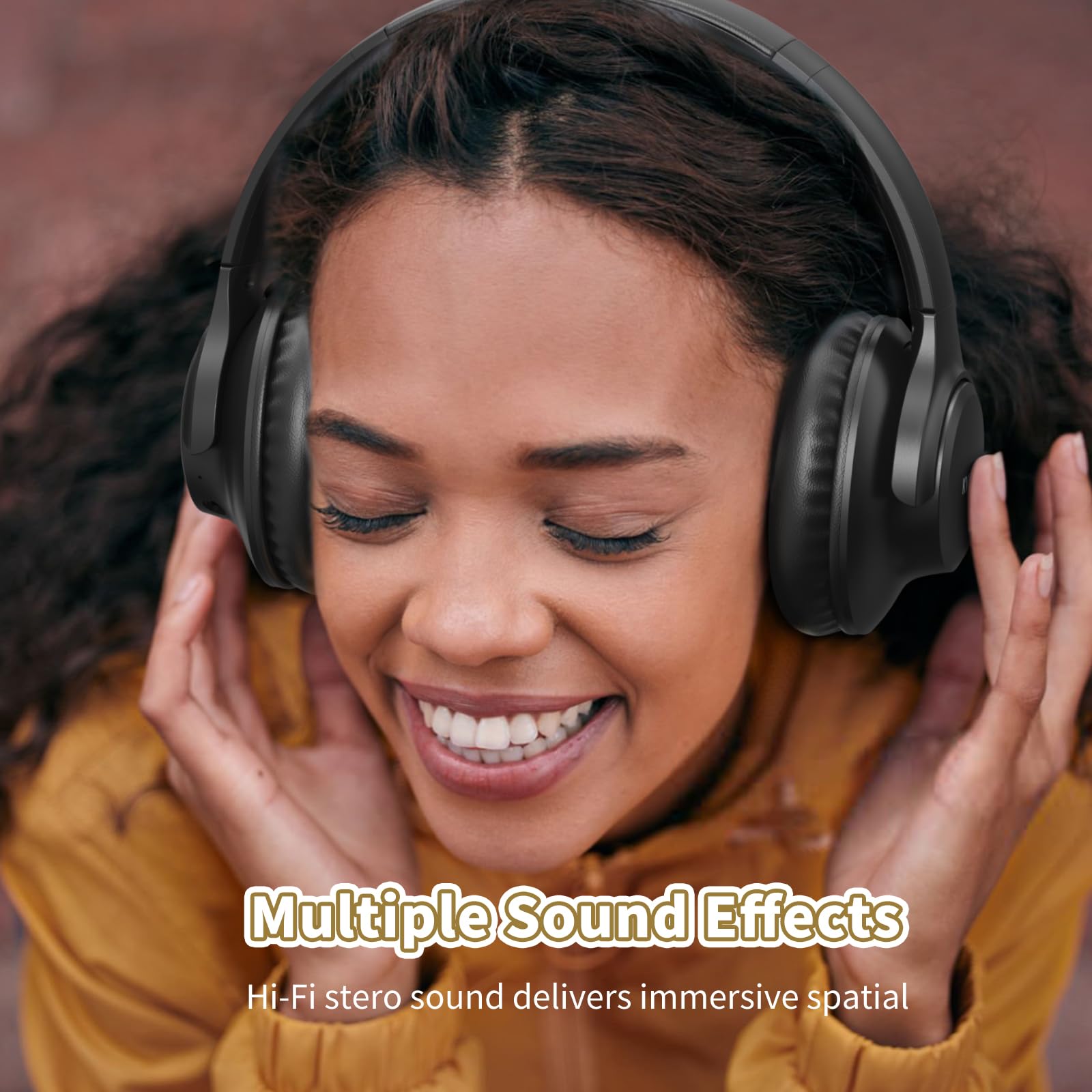 KVIDIO Bluetooth Headphones Over Ear, 65 Hours Wireless Headphones with Microphone, Foldable Lightweight HiFi Stereo Headset with Deep Bass Headphones for Travel Work Laptop PC Cellphone