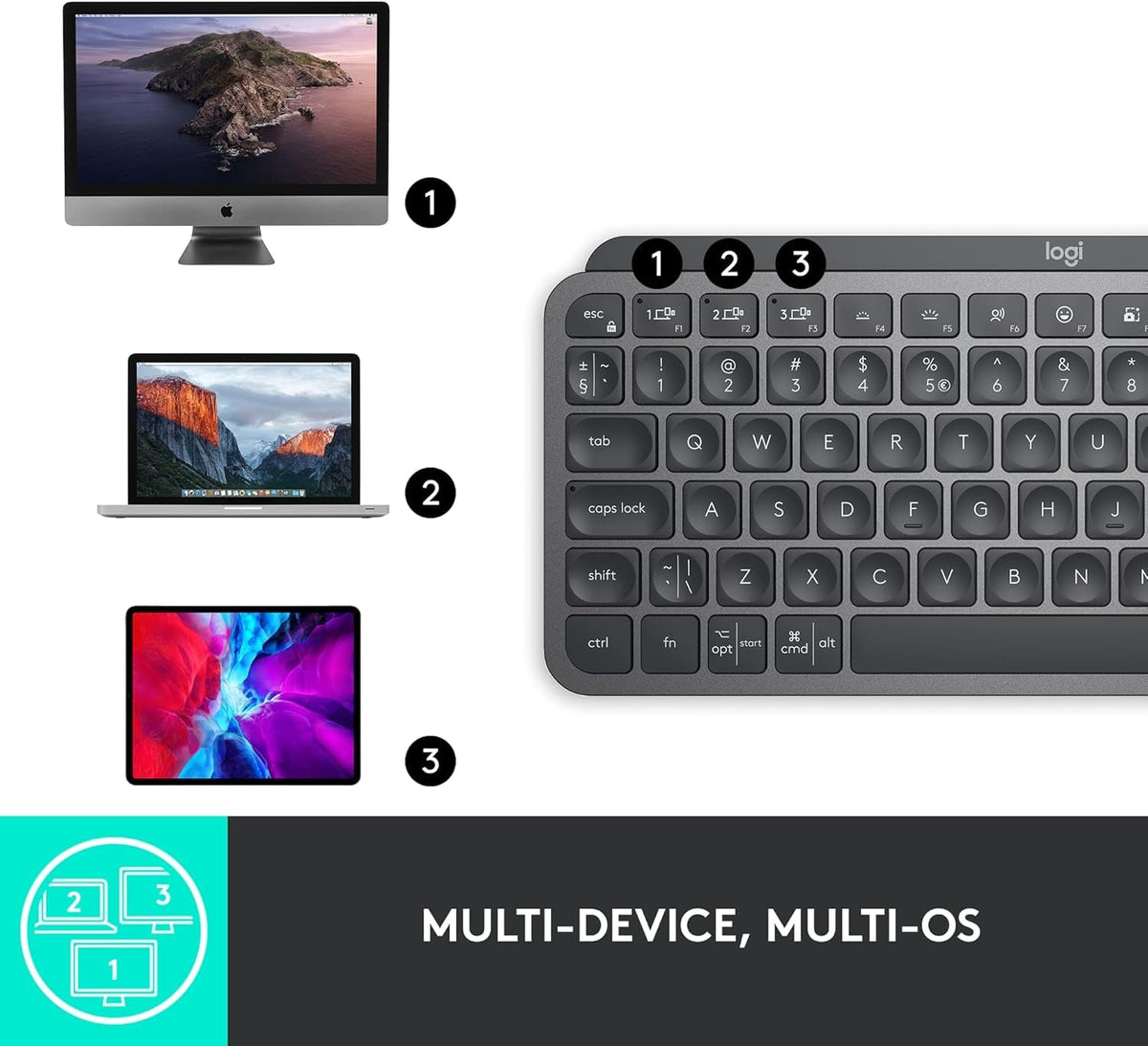 Logitech MX Keys Mini Minimalist Wireless Illuminated Keyboard - Graphite