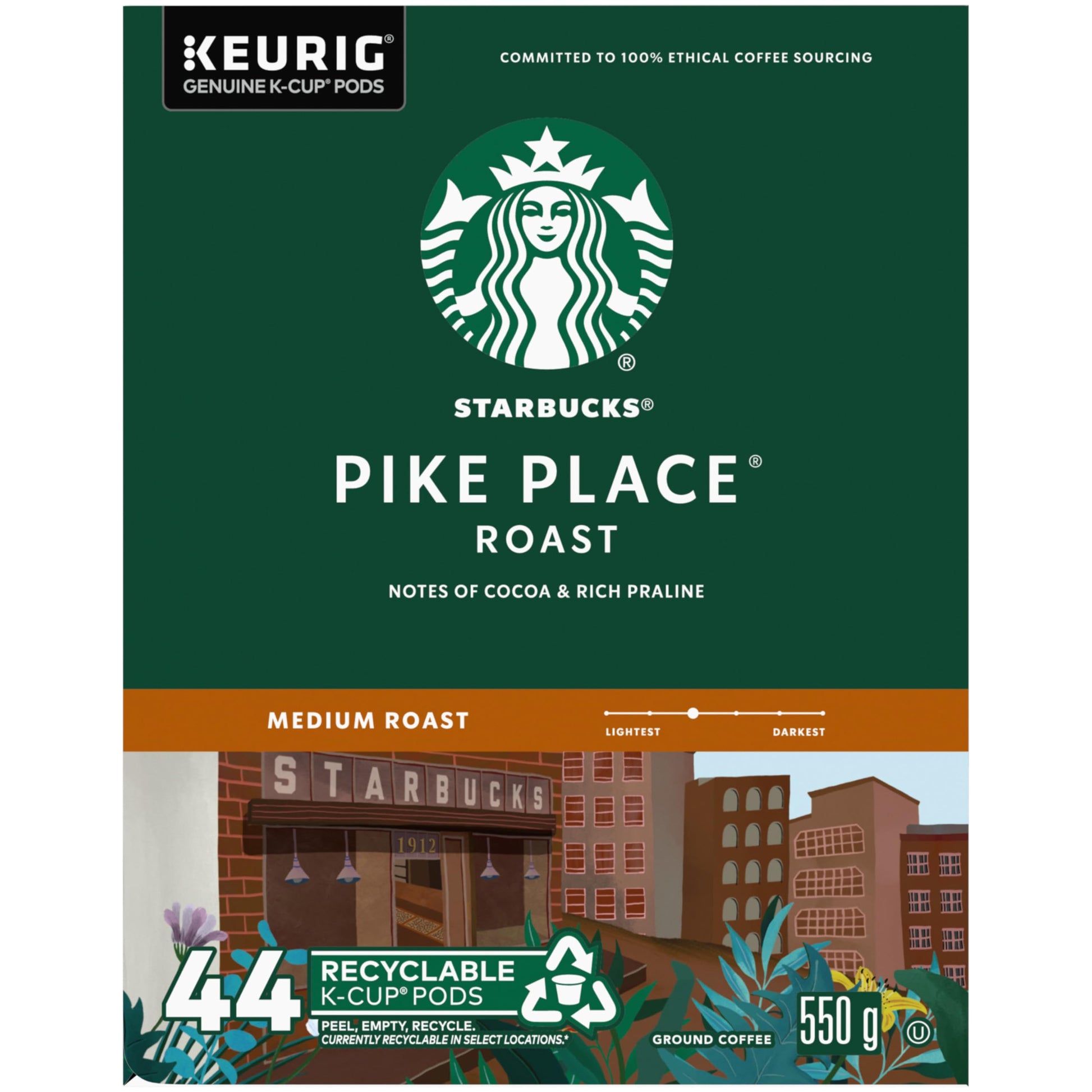 Starbucks Pike Place Medium Roast K-Cup Coffee Pods, 44 Count