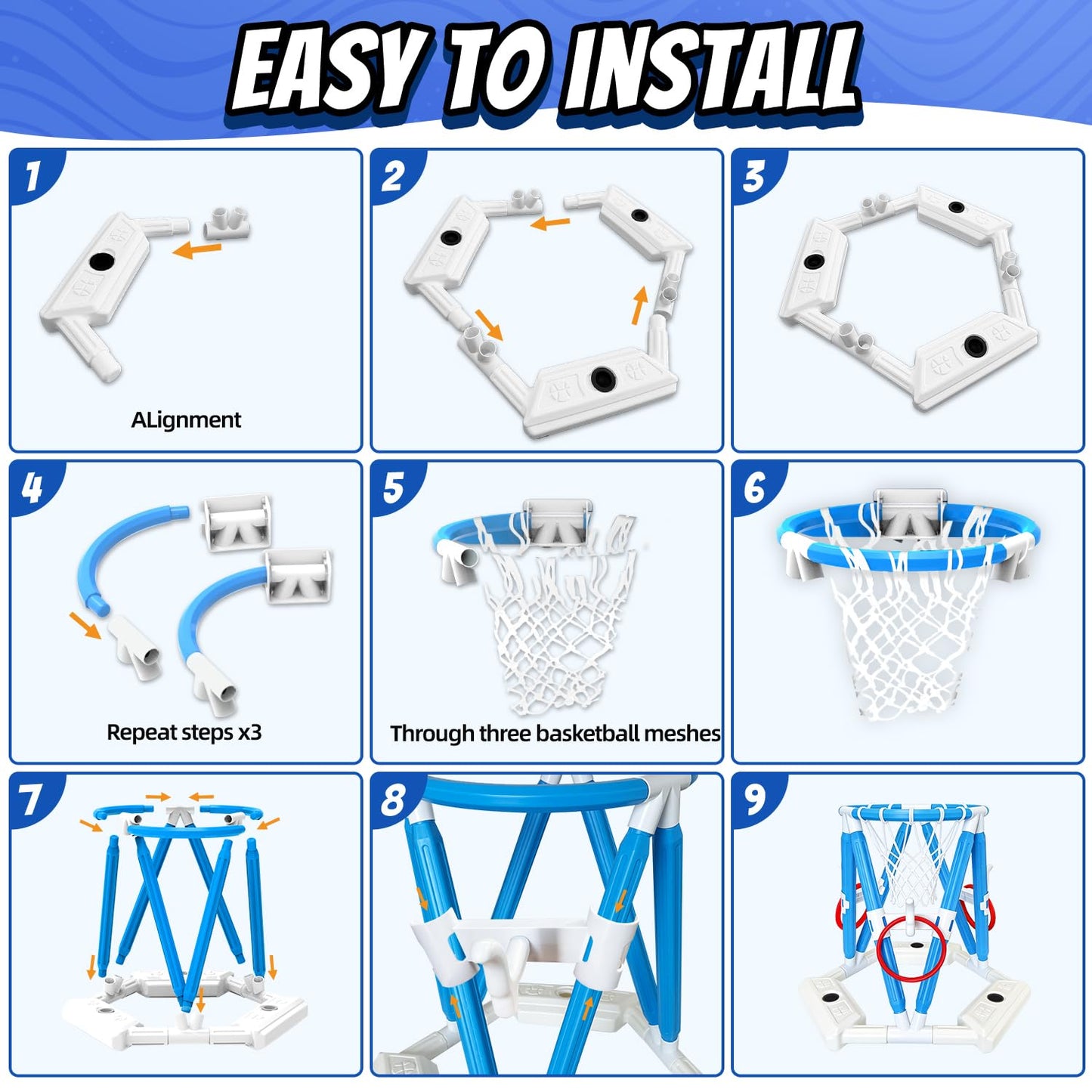 Pool Basketball Hoop Toys, Inflatable Water Basketball Game Pool, Pool Floaties Basketball Hoop Toy Outdoor Toys for Kids Boys Aged 4-18 and Adults (L) - Available at All In One Marketplace Canada
