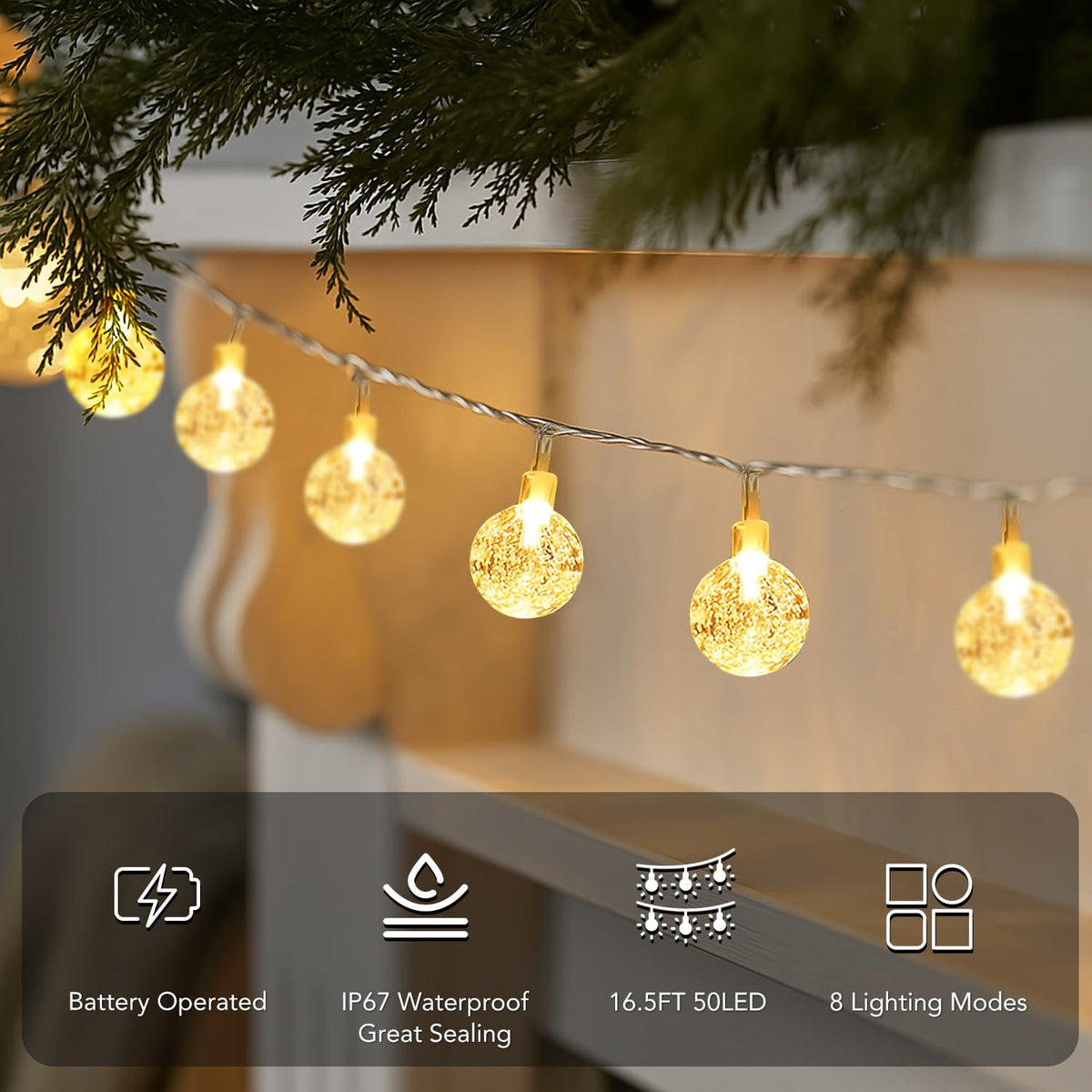 Metaku 16.4Ft 50LED Battery Operated Globe String Lights with Remote 🍁 All In One Marketplace Canada