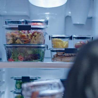 Rubbermaid Brilliance Glass Food Storage Containers, Set of 9 Food Containers with Lids (18 Pieces Total), BPA Free and Leak Proof - Available at All In One Marketplace Canada