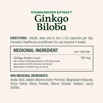 NATURE'S BOUNTY Gingko Biloba, 120 mg, Value Size, Helps to Enhance Cognitive Function, 180 Capsules, 78.5 g - Available at All In One Marketplace Canada