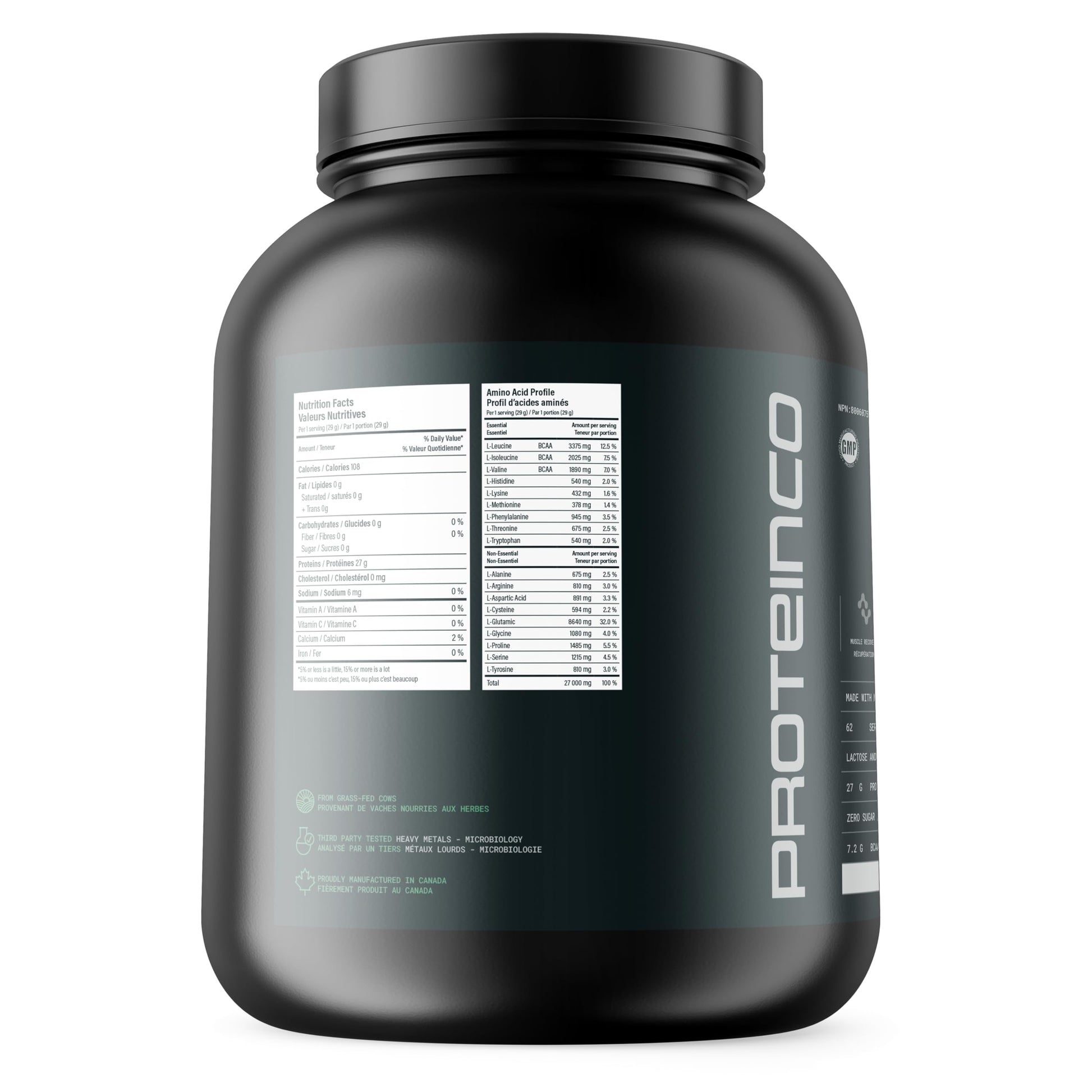 ProteinCo Pure Grass-Fed New Zealand Whey Protein Isolate Powder | 27g Protein Per Serving | 4 Lbs Unflavoured