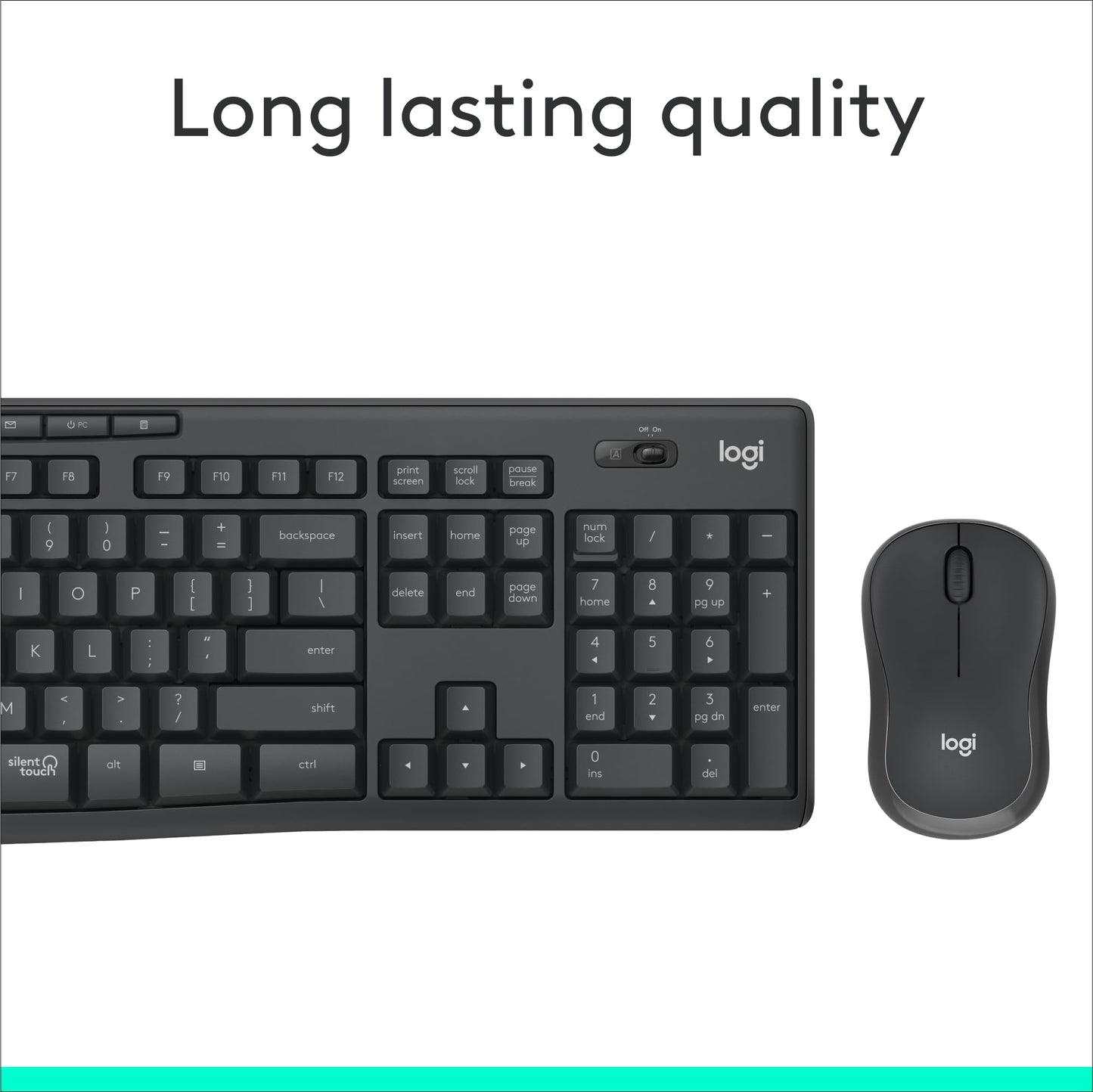 Logitech MK295 Mouse & Keyboard Combo with SilentTouch Technology, Full Numpad, Advanced Optical Tracking, Lag-Free, 90% Less Noise - Graphite - Available at All In One Marketplace Canada