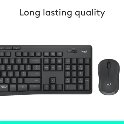 Logitech MK295 Mouse & Keyboard Combo with SilentTouch Technology, Full Numpad, Advanced Optical Tracking, Lag-Free, 90% Less Noise - Graphite - Available at All In One Marketplace Canada