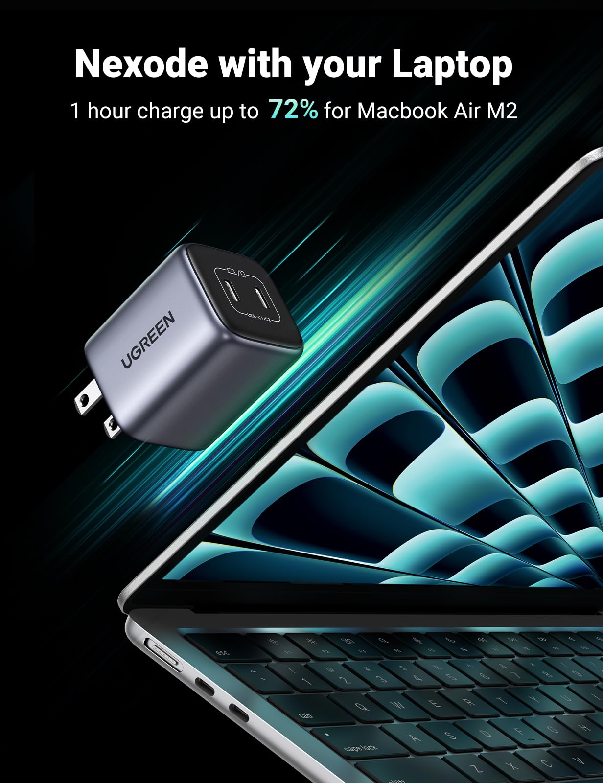 UGREEN Nexode 45W USB C Charger Block, GaN PPS Dual Port USB C Fast Charger Super Fast Charge 2.0 Wall Plug Compatible with Galaxy S26 S25 S24 Ultra S23 A54, iPhone 17 16 Pro Max, iPad, Pixel 10 9 8