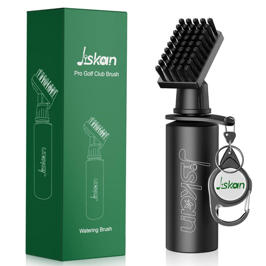 Jiskan Pro Golf Club Brush Cleaner with Retainer Clip and Squeeze Water Bottle 7.5 Inches Holds 4 Ounces of Water, Essentials Golf Accessories for Men Best Gifts for Men