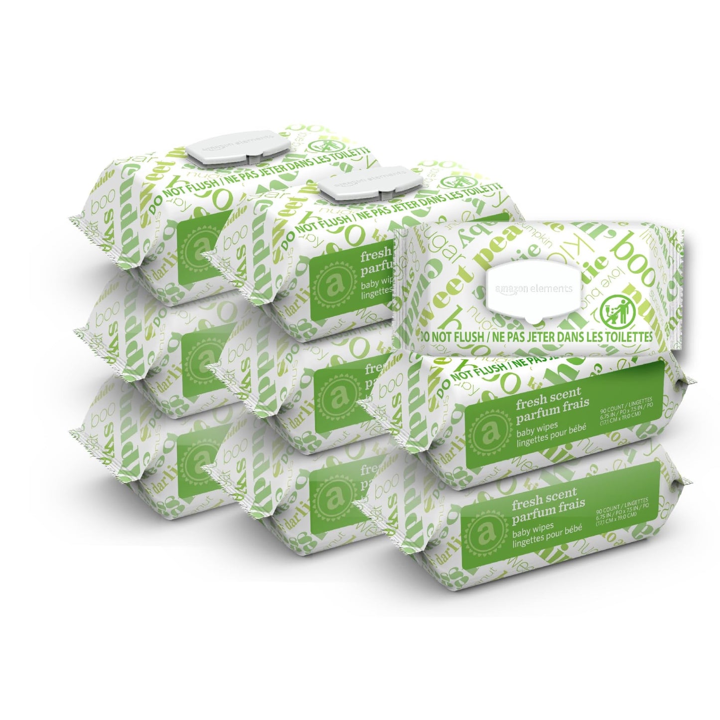 Amazon Elements Baby Wipes, Fresh Scent, White, 810 Count (9 Packs of 90) 🍁 All In One Marketplace Canada