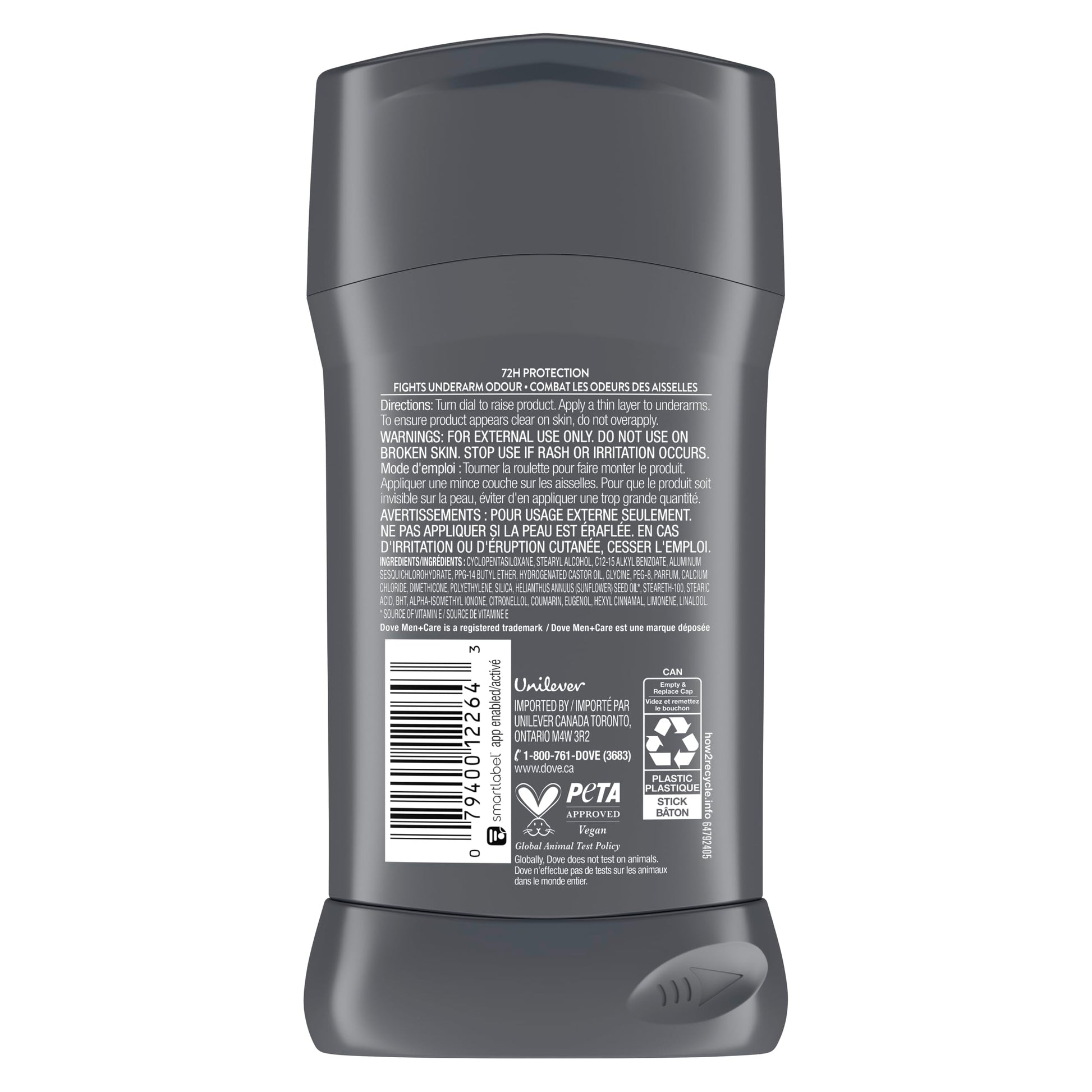 Dove Men+Care Antiperspirant Stick for 72h sweat & odour protection Extra Fresh with Triple Action moisturizer to help prevent skin irritation caused by dryness, 76g (Pack of 4) - Available at All In One Marketplace Canada