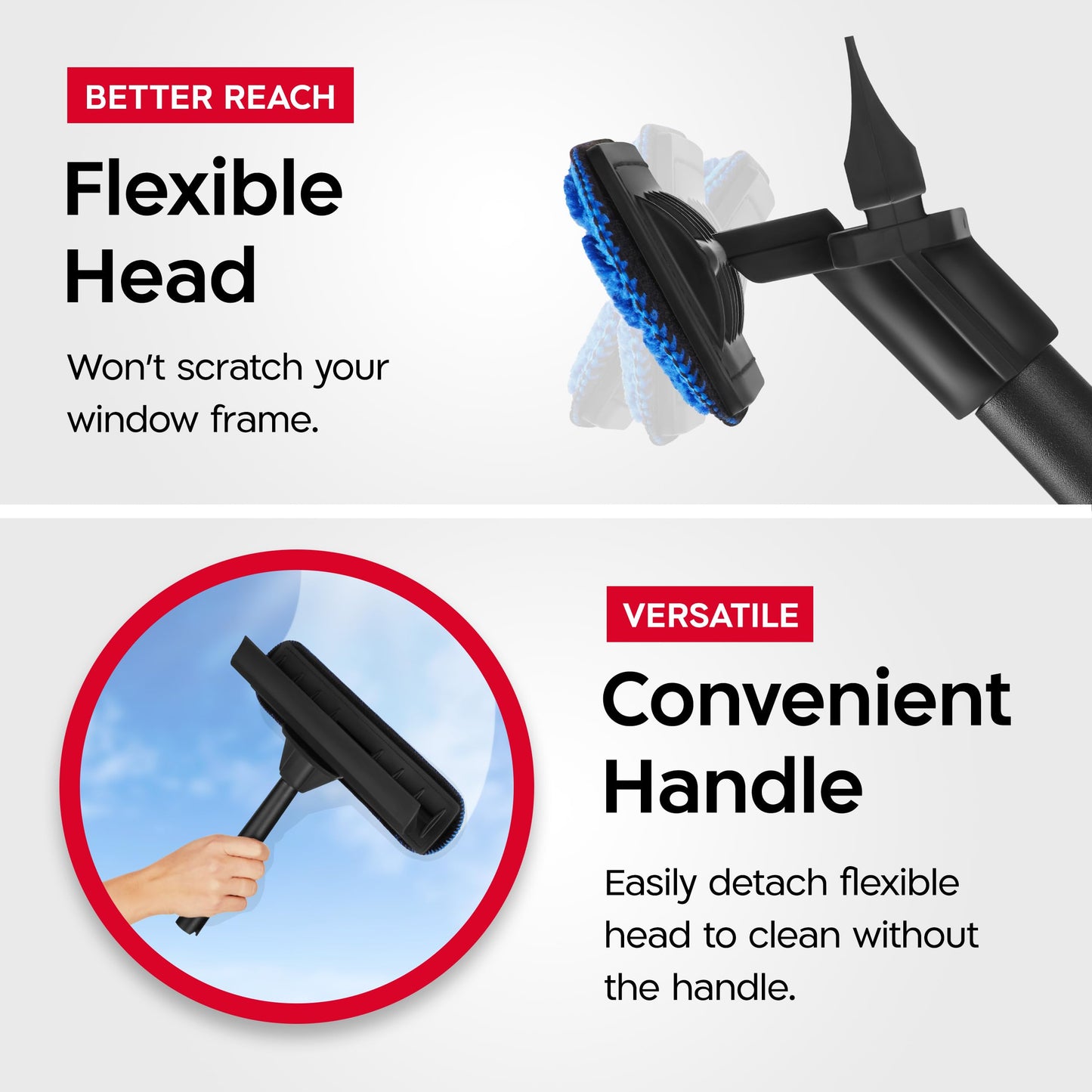 Tyroler 2-in-1 High Window Cleaning Tool | Window Squeegee Extendable with 30-205CM 5 Part Handle | Perfect Window Cleaning & Washing Kit (Black - Rubber) - Available at All In One Marketplace Canada