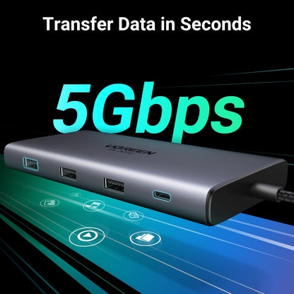UGREEN 10 in 1 Docking Station for Laptop Dual Monitor, Revodok Pro 210 with Single 8K@30Hz, Dual 4K@60Hz, 100W PD, 1Gbps Ethernet, SD/TF, 5Gbps USB, USB C Hub for MacBook Air/Pro, ASUS, HP, XPS13&15