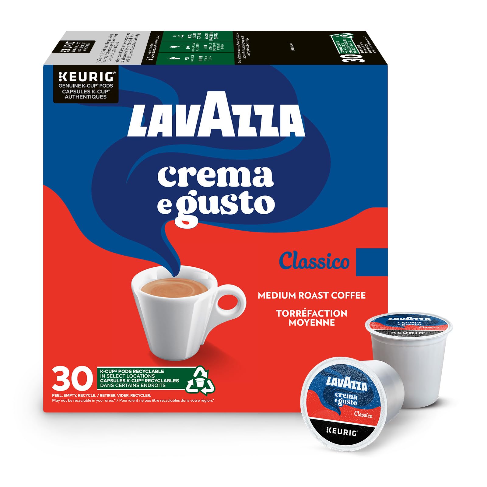 Lavazza Crema e Gusto Medium Roast K-Cup Coffee Pods, 30 Count