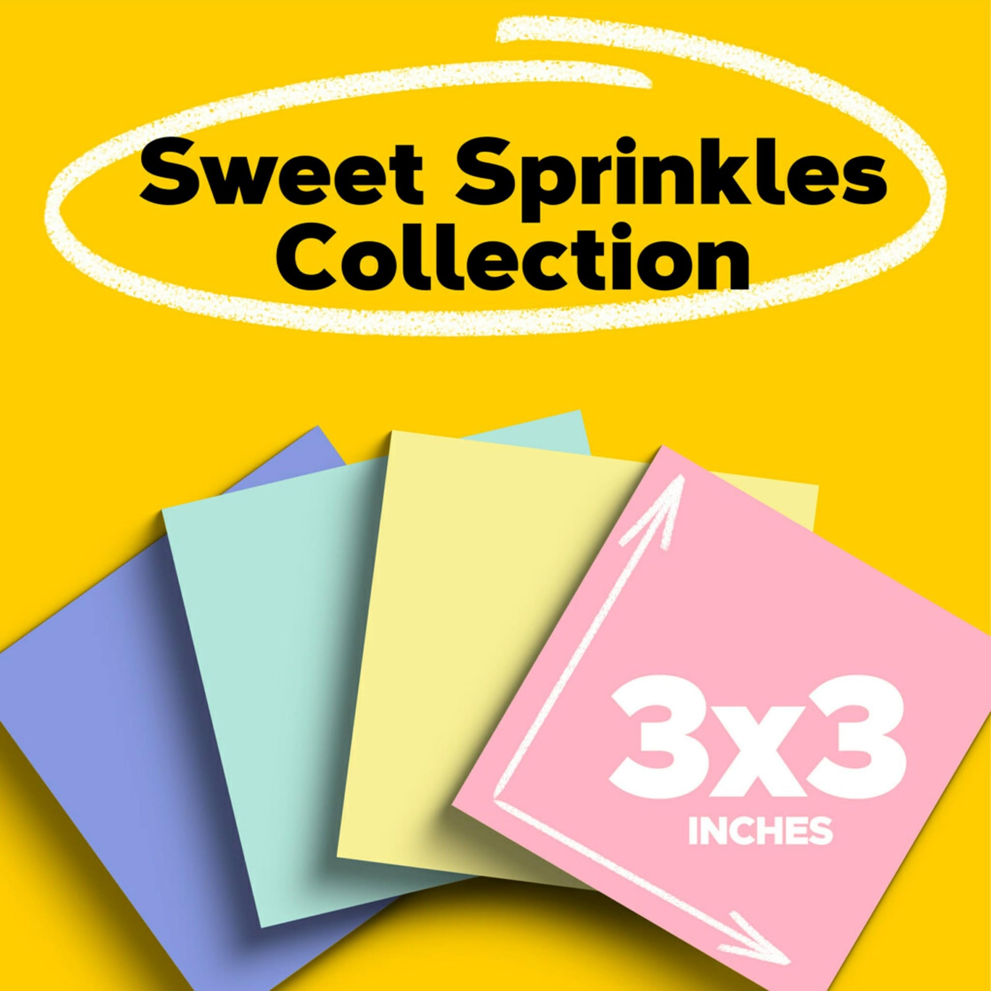 Post-it Greener Notes, 24 Bulk Sticky Note Pads, 3 x 3 in., Made with 100% Recycled Paper, Sweet Sprinkles Collection Post-It