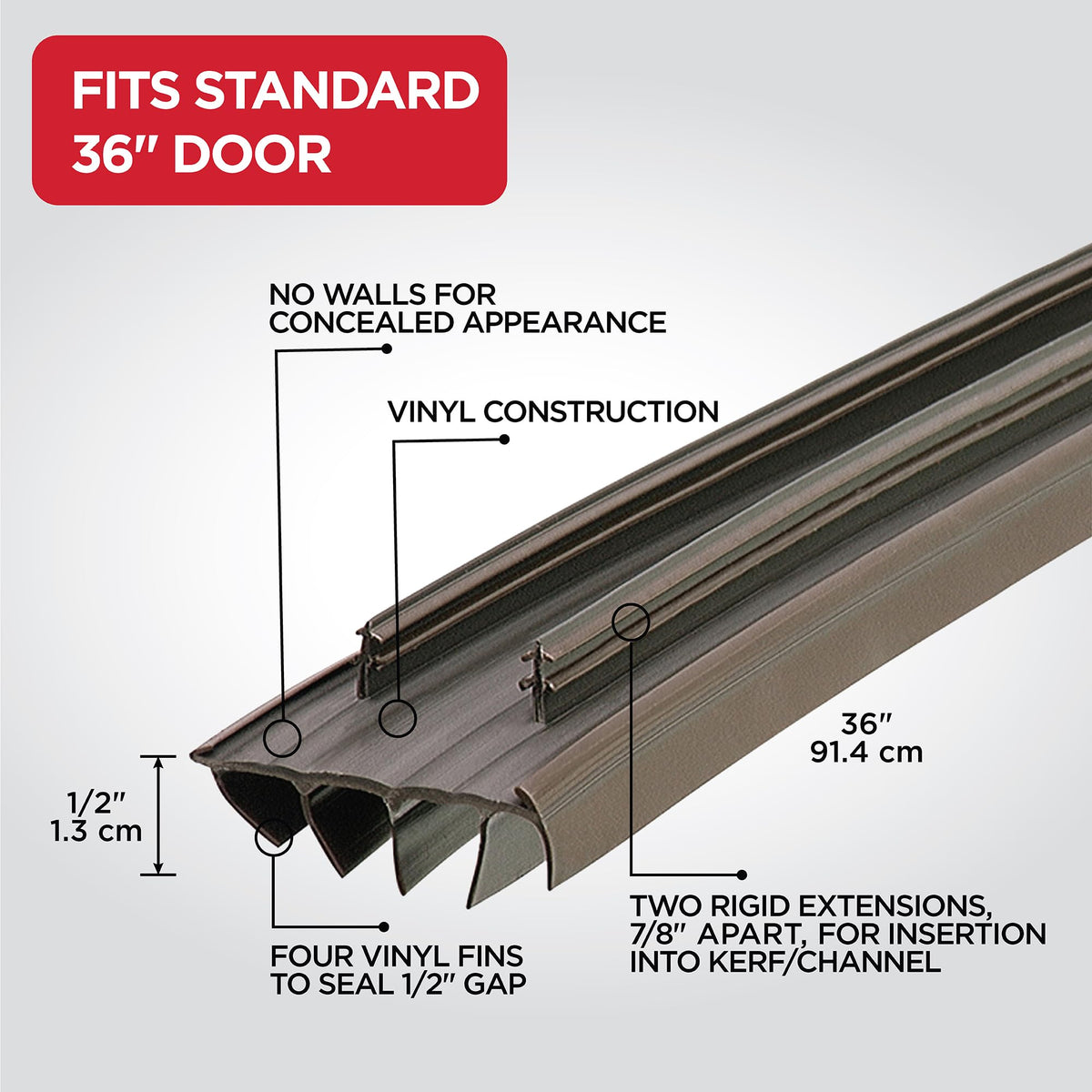 M-D Building Products 67967 35-3/4-Inch Kerf Style Replacement Door Bottom with Vinyl Fins, Brown