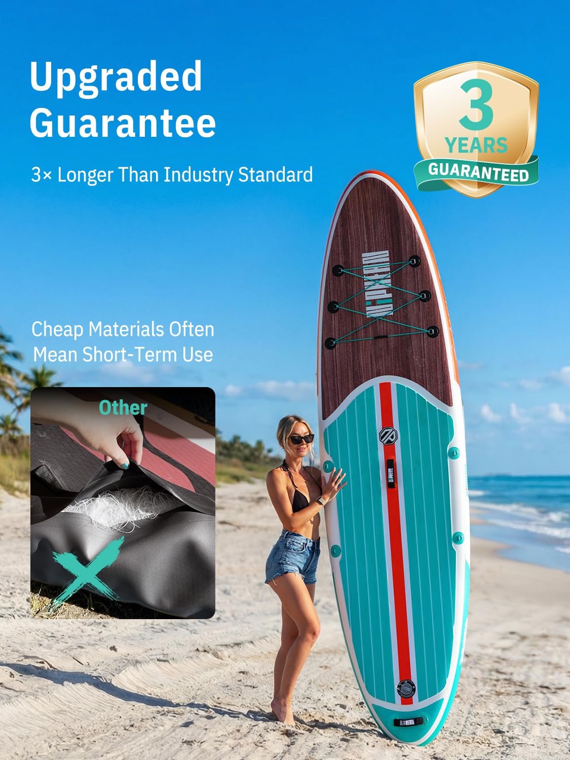 Niphean Inflatable Stand Up Paddle Board with SUP Accessories, 10'6'' All-Round Inflatable SUP, Anti-Slip EVA Deck, Inflatable Paddle Board for Adults & Youth
