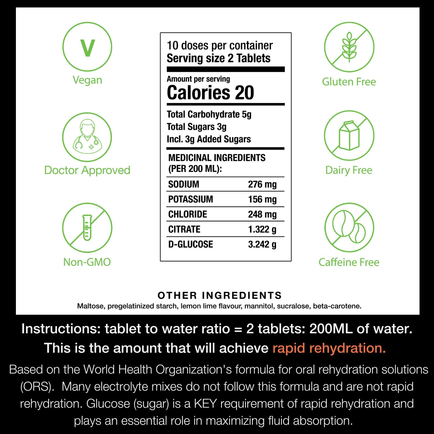Hydralyte Electrolyte Tablets | Lemon Lime Flavored Electrolytes | Pre-Workout and Post-Workout Hydration Solution to Enhance Performance and Maximize Recovery | (2 Tablets per Serving, 40 Count) Hydralyte