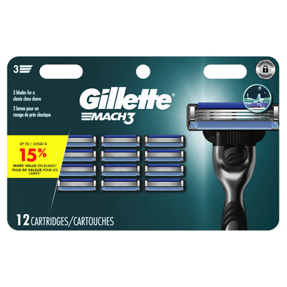 Gillette Mach3 Men's Razor Blade Refills, 12 Refills - Available at All In One Marketplace Canada