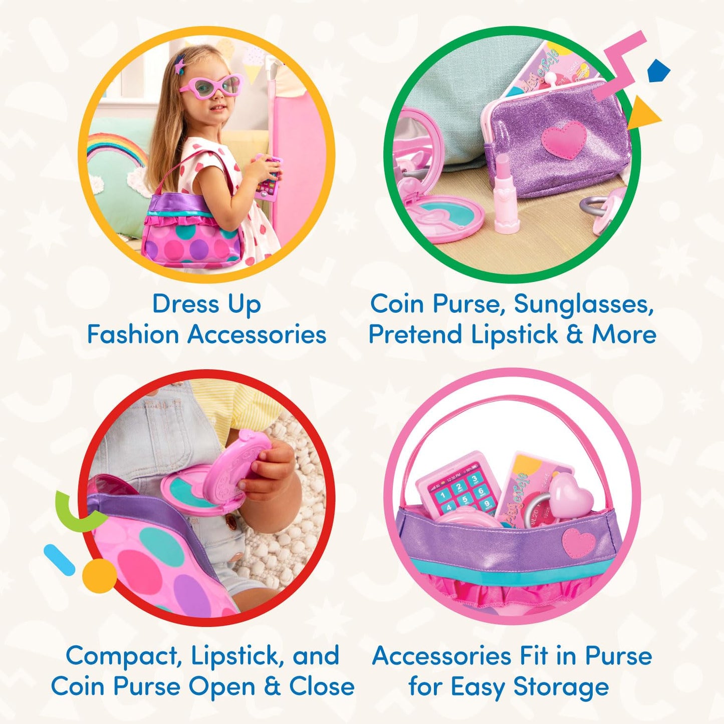 Battat Toy Purse, Play Circle Princess Purse Set, Dress-Up Play, Playset Battat