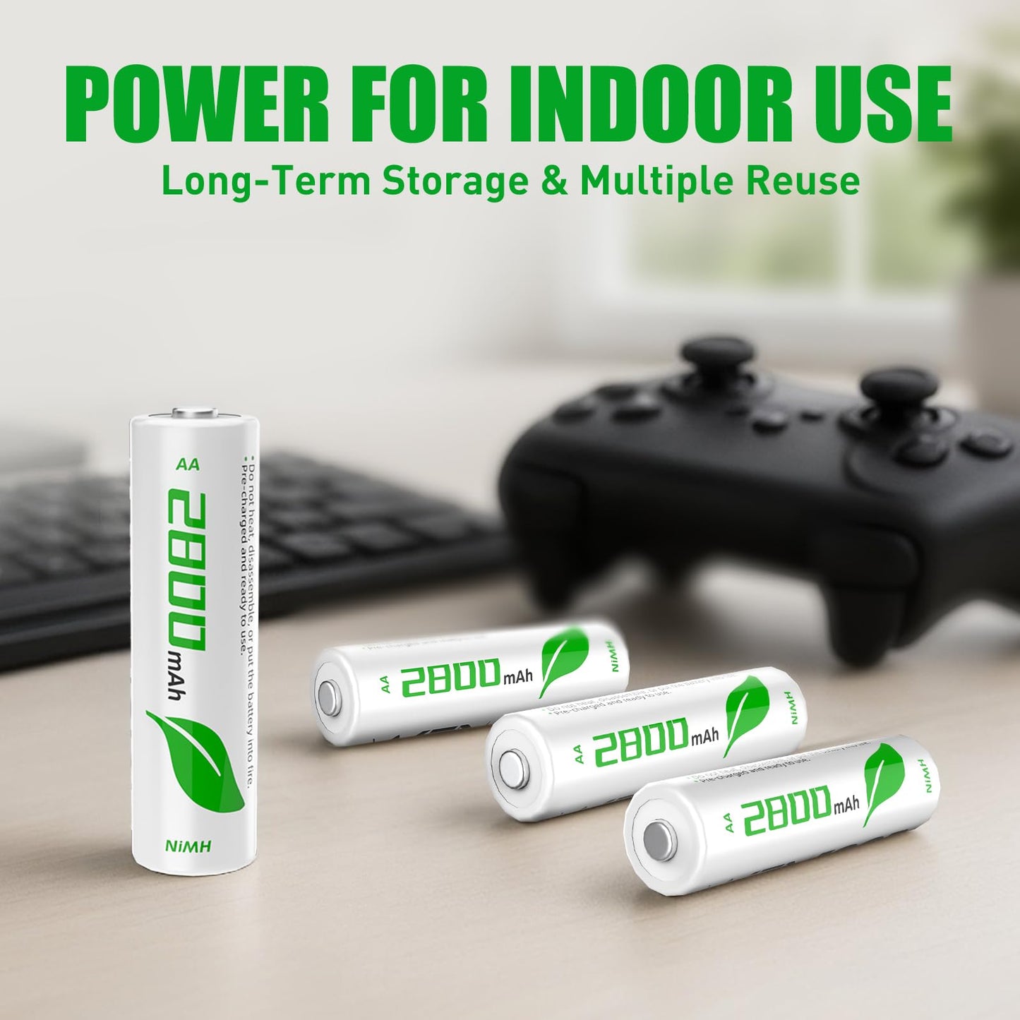 WENJOOP Rechargeable AA Batteries 16 Pack, 2800mAh Ni-MH, Up to 1200 Cycles, for Controllers, Cameras and Toys - Available at All In One Marketplace Canada
