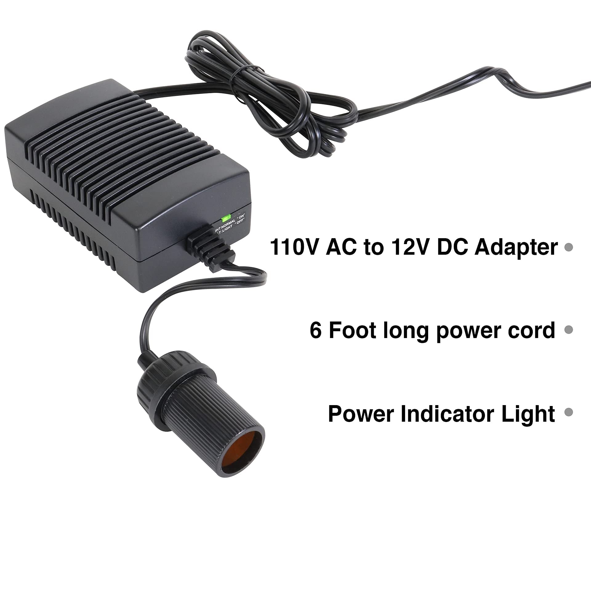 Koolatron Power Adapter - 12V 5A Converter for Car Fridge, Portable Devices, Vehicle Supplies, Replacement Cable, Extender Charger, Wall Outlet, Transformer for Cooler, 110V AC to 12V DC Koolatron