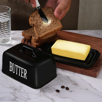 KAIBARE Porcelain Butter Dish for 1LB of Butter Block, Black 🍁 All In One Marketplace Canada