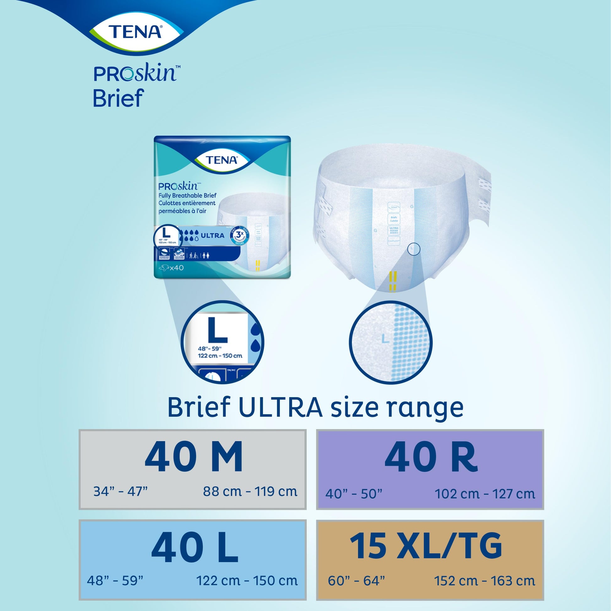 TENA Proskin Ultra Absorbency Incontinence Briefs, Unisex, Medium, 40 ct TENA