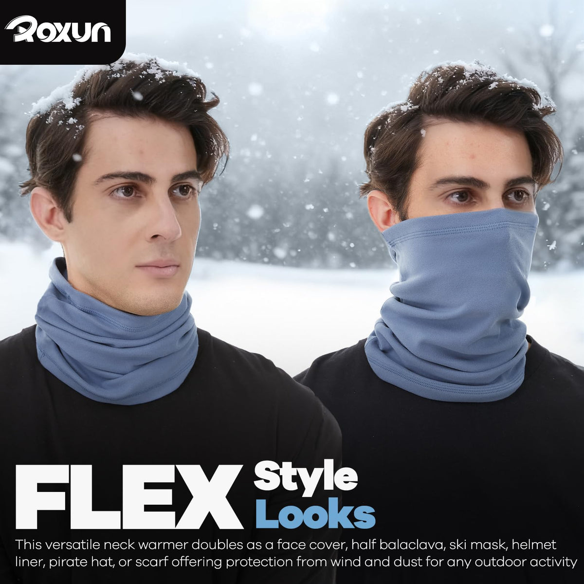ROXUN Neck Gaiter, 2 Pack Winter Neck Warmer Fleece Cold Weather Face Mask 🍁 All In One Marketplace Canada