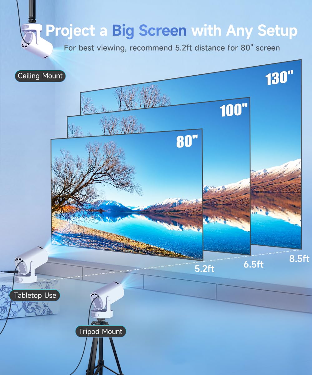 Magcubic Projector 4K with WiFi and Bluetooth, Mini Portable Projecteur with Auto Keystone, Outdoor Movie for Bedroom,200 ANSI,180 Degree Rotation,Built-in Apps (Manual Focus & HY300PRO+)