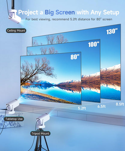 Magcubic Projector 4K with WiFi and Bluetooth, Mini Portable Projecteur with Auto Keystone, Outdoor Movie for Bedroom,200 ANSI,180 Degree Rotation,Built-in Apps (Manual Focus & HY300PRO+)