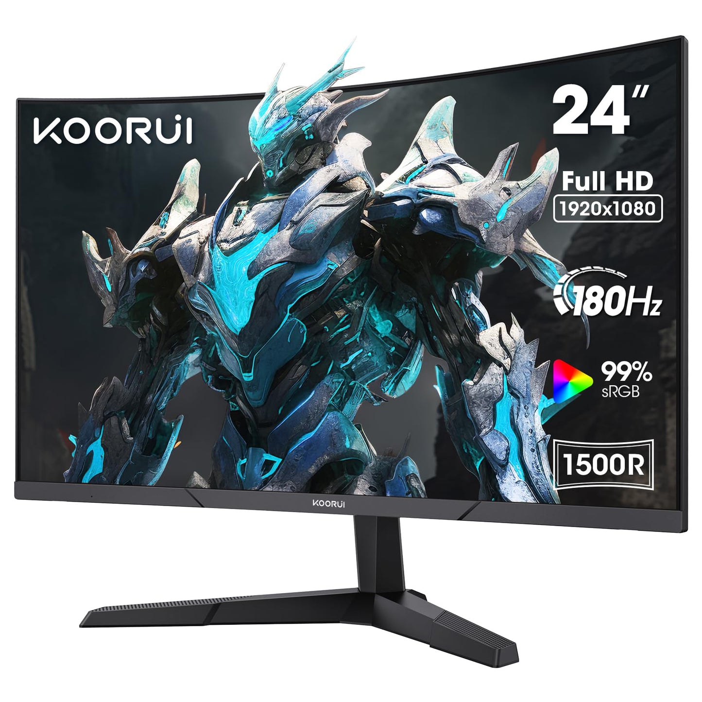 KOORUI 24 Inch Curved Gaming Monitor, 180Hz 1080P 1500R, Adaptive Sync, HDR KOORUI